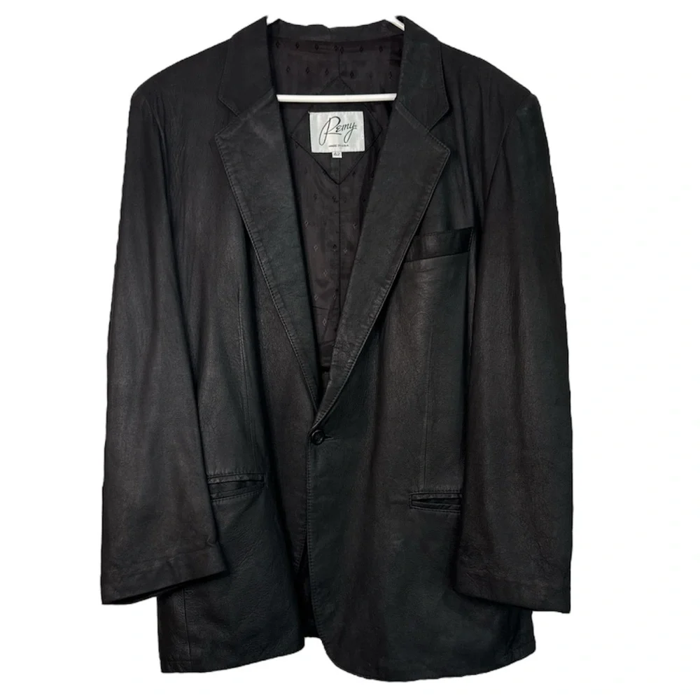 Remy Lamb Leather Blazer Men Size 42 - Picture 1 of 13